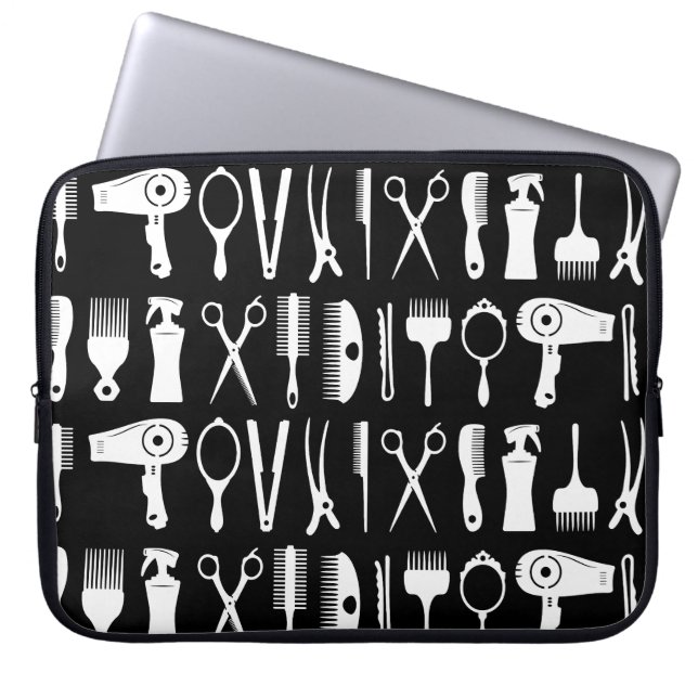 Haarstylist gereedschapspatroon laptop sleeve (Voorkant)