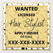 Haarstylist Gewenst goud glitterzout aanpassen Raamsticker (Vel)