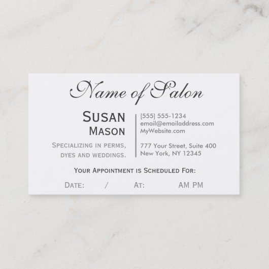 Haarstylist Glitter Glam Afsprakenkaartje (Achterkant)