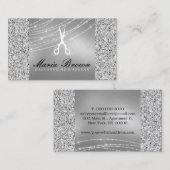 Haarstylist Glitter Silver Luxury Visitekaartje (Voorkant / Achterkant)