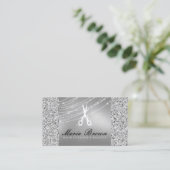 Haarstylist Glitter Silver Luxury Visitekaartje (Staand voorkant)
