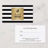 Haarstylist Gold Black White Stripes Afspraak Afsprakenkaartje (Voorkant / Achterkant)