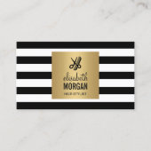 Haarstylist Gold Black White Stripes Afspraak Afsprakenkaartje (Voorkant)