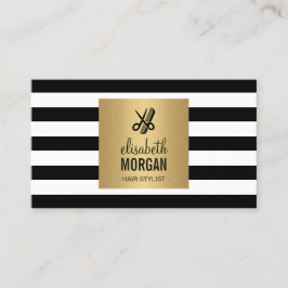Haarstylist Gold Black White Stripes Afspraak Afsprakenkaartje