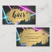 Haarstylist Gold Brushed | neonlichten Visitekaartje (Voorkant / Achterkant)