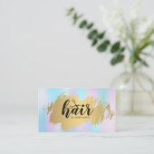 Haarstylist Gold Brushed Pastel Gradient Visitekaartje (Staand voorkant)
