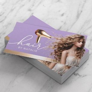 Haarstylist Gold Hair Dryer Beauty Girl Salon #2 Visitekaartje