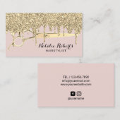 Haarstylist Gold-schijven Blush roze schoonheidssa Visitekaartje (Voorkant / Achterkant)