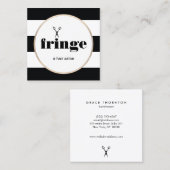 Haarstylist Gold Scissors Black White Striped Vierkante Visitekaartje (Voorkant / Achterkant)