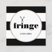 Haarstylist Gold Scissors Black White Striped Vierkante Visitekaartje (Voorkant)