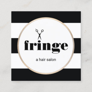 Haarstylist Gold Scissors Black White Striped Vierkante Visitekaartje