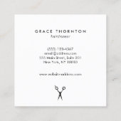 Haarstylist Gold Scissors Black White Striped Vierkante Visitekaartje (Achterkant)