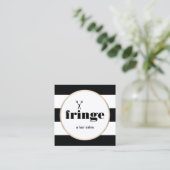 Haarstylist Gold Scissors Black White Striped Vierkante Visitekaartje (Staand voorkant)