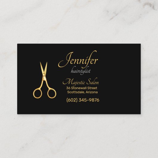 Haarstylist Gold Scissors, Swirls VIP Visitekaartje (Achterkant)