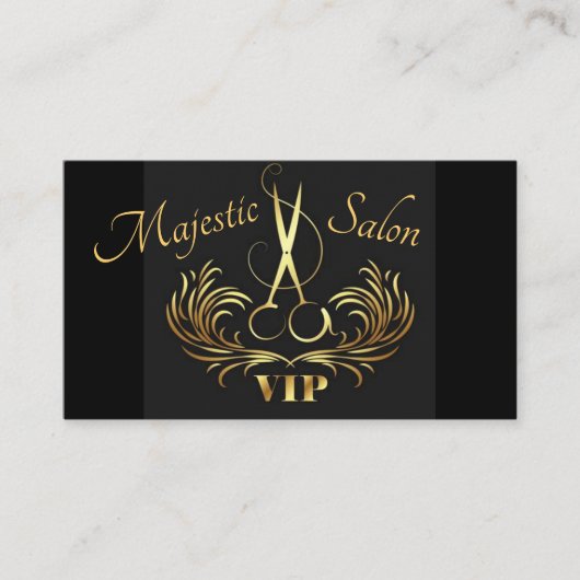 Haarstylist Gold Scissors, Swirls VIP Visitekaartje (Voorkant)