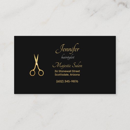 Haarstylist Gold Scissors, Swirls VIP Visitekaartje (Achterkant)