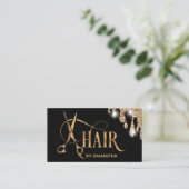 Haarstylist gouden typografie haarschaar visitekaartje (Staand voorkant)