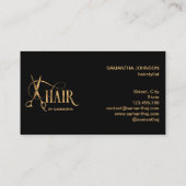Haarstylist gouden typografie haarschaar visitekaartje (Achterkant)