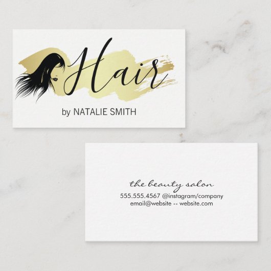 Haarstylist / goudpenseel visitekaartje (Voorkant / Achterkant)