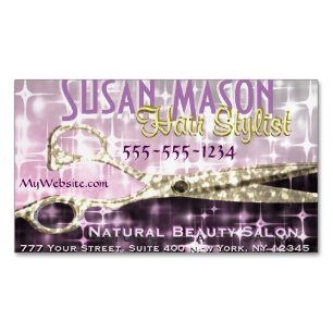 Haarstylist   Goudschaar Sparkle Glam Visitekaartje Magneet