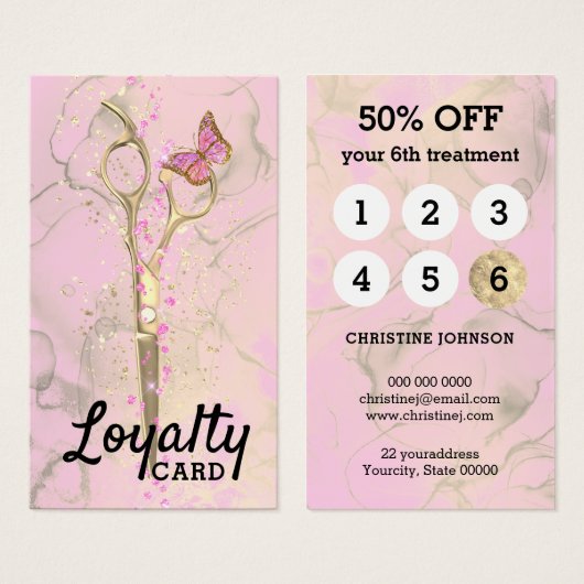 haarstylist goudschaar - trouwerij visitekaartje (Voorkant /achterkant)