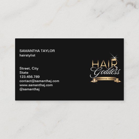 Haarstylist goudtypografie kroon kapster visitekaartje (Achterkant)