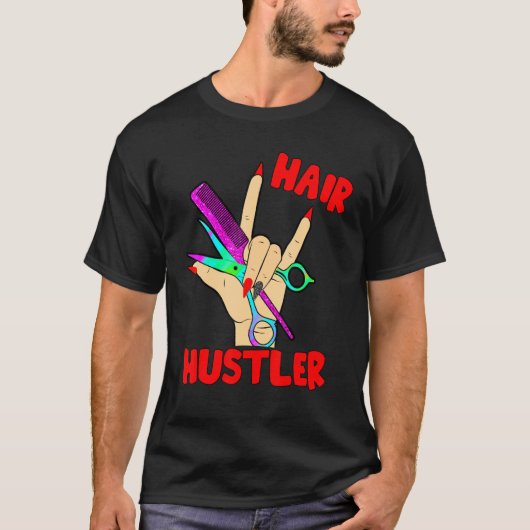 Haarstylist haar kapper womens rockhand t-shirt (Voorkant)