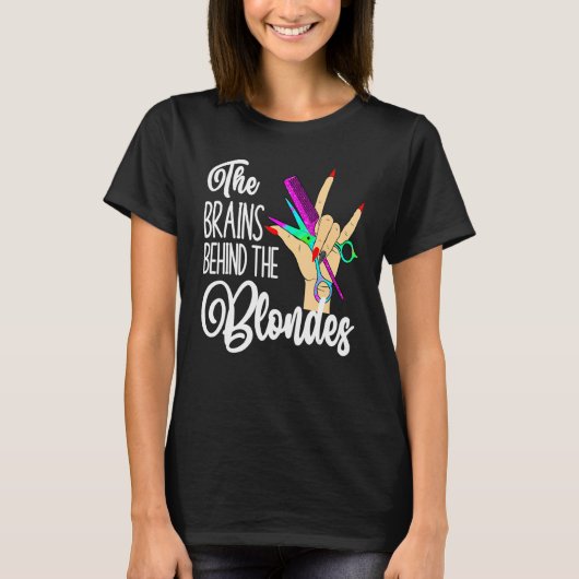 Haarstylist haar kapper womens rockhand t-shirt (Voorkant)