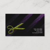 Haarstylist Haardressoir Paarse & Groene Schaar Visitekaartje (Achterkant)