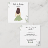 Haarstylist, haarstijl, vierkante visitekaartje (Voorkant / Achterkant)