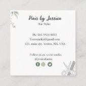 Haarstylist, haarstijl, vierkante visitekaartje (Achterkant)
