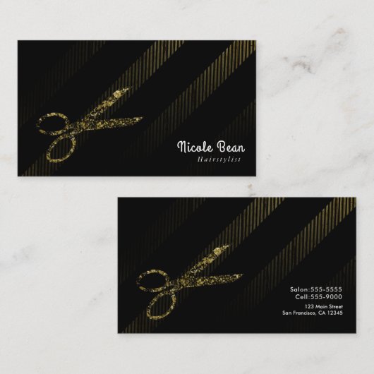 Haarstylist Hair Dresser Schaar Goud & Zwart Visitekaartje (Voorkant / Achterkant)