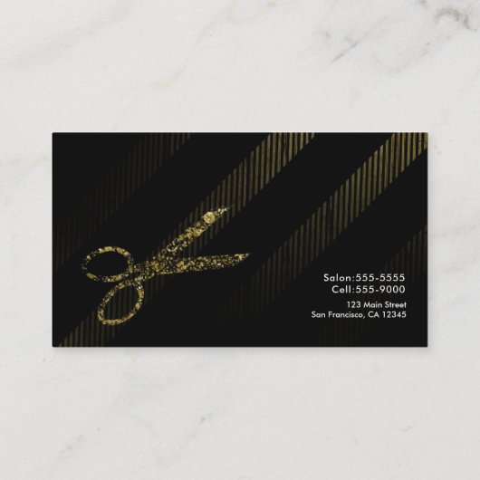 Haarstylist Hair Dresser Schaar Goud & Zwart Visitekaartje (Achterkant)