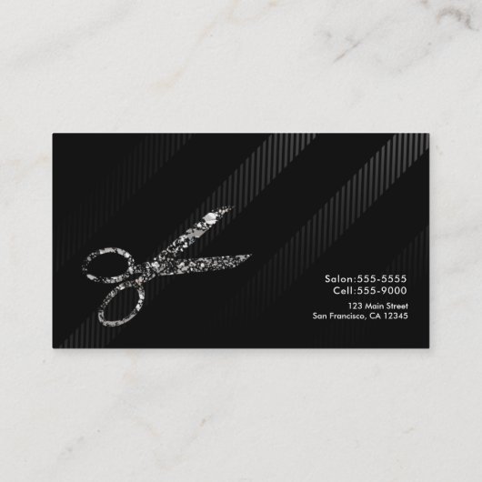 Haarstylist Hair Dresser Silver en Black Chic Glam Visitekaartje (Achterkant)