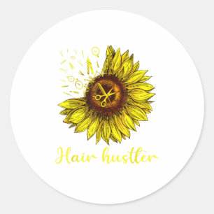 Haarstylist Hair Hustler Shirt St Sunflower Gift Ronde Sticker
