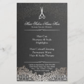 Haarstylist Hair Salon Elegant Dark Silver Damask Flyer (Voorkant)