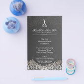 Haarstylist Hair Salon Elegant Dark Silver Damask Flyer (Enkel)