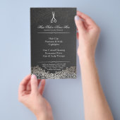 Haarstylist Hair Salon Elegant Dark Silver Damask Flyer (Hand)