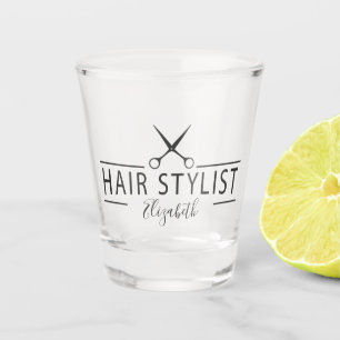 Haarstylist Haircut Scissers Monogram Shot Glas