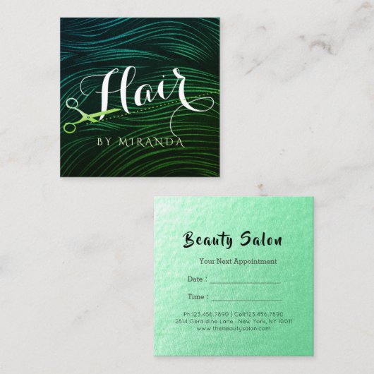 Haarstylist Hairdresser Beauty Green Gold-schaar Afsprakenkaartje (Voorkant / Achterkant)