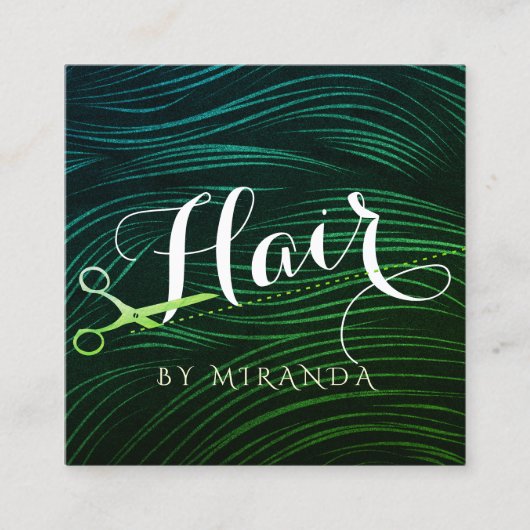 Haarstylist Hairdresser Beauty Green Gold-schaar Afsprakenkaartje (Voorkant)