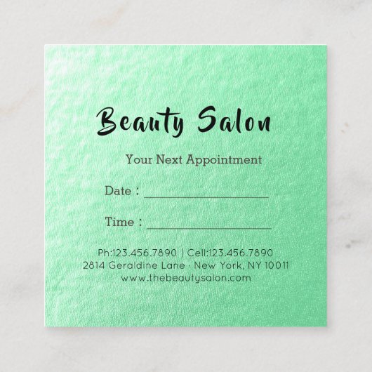 Haarstylist Hairdresser Beauty Green Gold-schaar Afsprakenkaartje (Achterkant)
