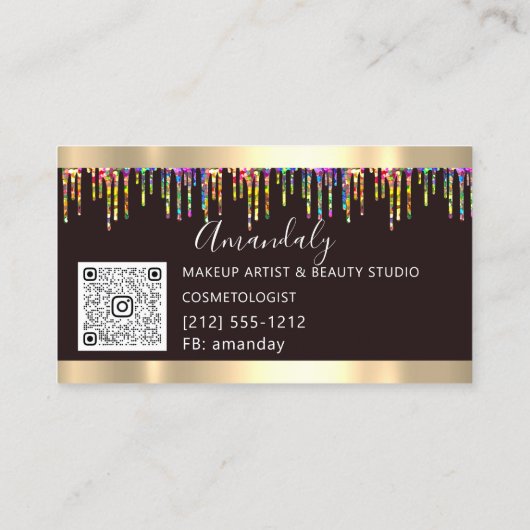 Haarstylist Hairdresser Holograaf Drip ScissorsQR Visitekaartje (Achterkant)