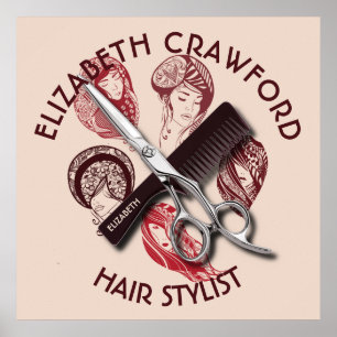 Haarstylist hairdresser of Beauty salon met naam Poster