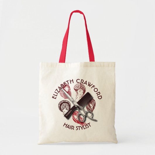 Haarstylist hairdresser of Beauty salon met naam Tote Bag (Voorkant)