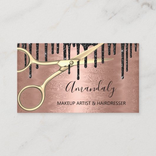 Haarstylist Hairdresser Roos Gold Scissors Drivers Visitekaartje (Voorkant)