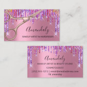 Haarstylist Hairdresser Roos Paarse schaar Roze Visitekaartje (Voorkant / Achterkant)