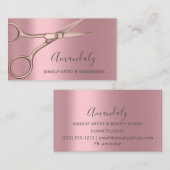 Haarstylist Hairdresser Roos Roze schaar Visitekaartje (Voorkant / Achterkant)