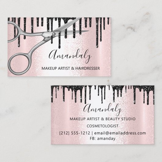 Haarstylist Hairdresser Roos Siver Scissors Driver Visitekaartje (Voorkant / Achterkant)
