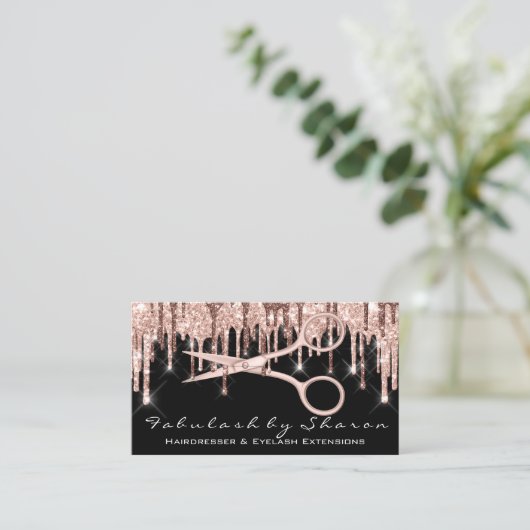 Haarstylist Hairdresser Scissors Roos Drift zwart Visitekaartje (Staand voorkant)